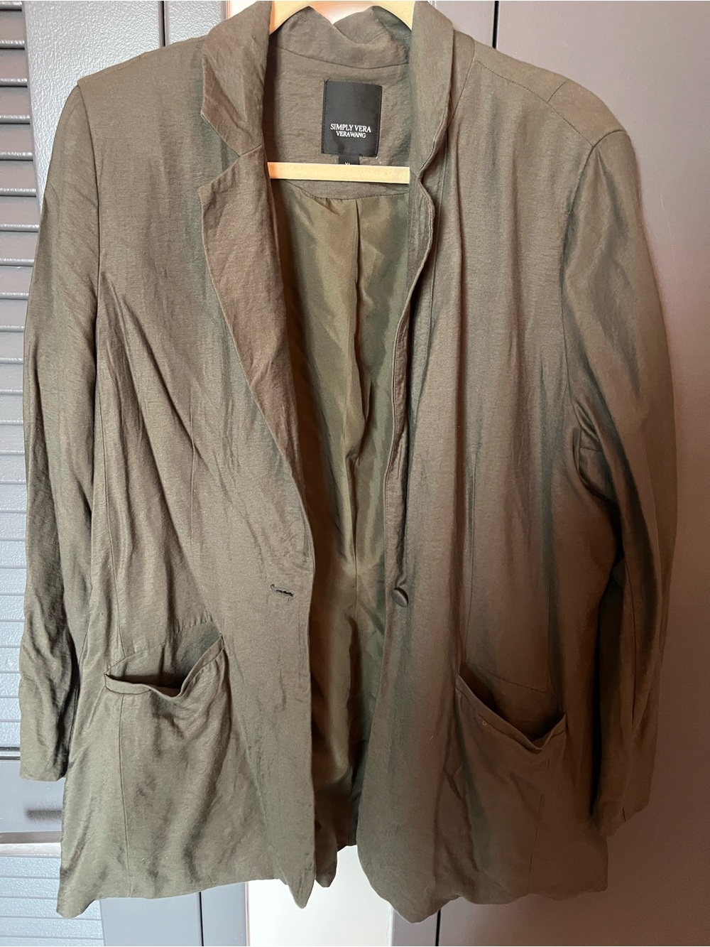 Simply Vera Vera Wang Olive Green Women's Lightweight Blazer